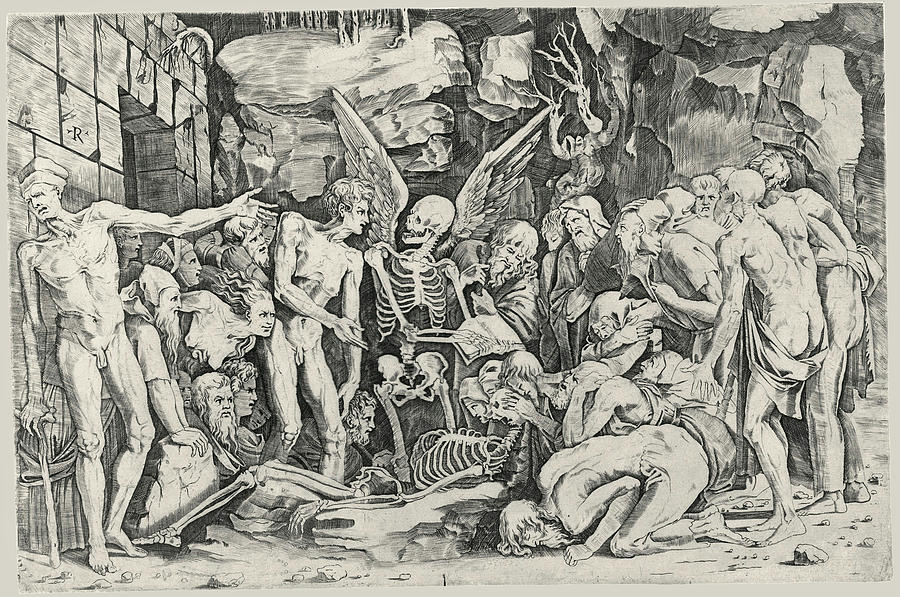 The Skeletons Drawing by After Baccio Bandinelli