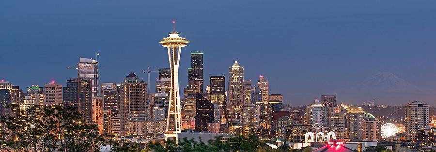 The Skyline of Seattle at Night Photograph by Willie Harper