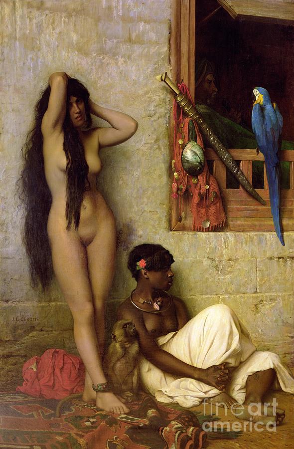 Parrot Painting - The Slave for Sale by Jean Leon Gerome