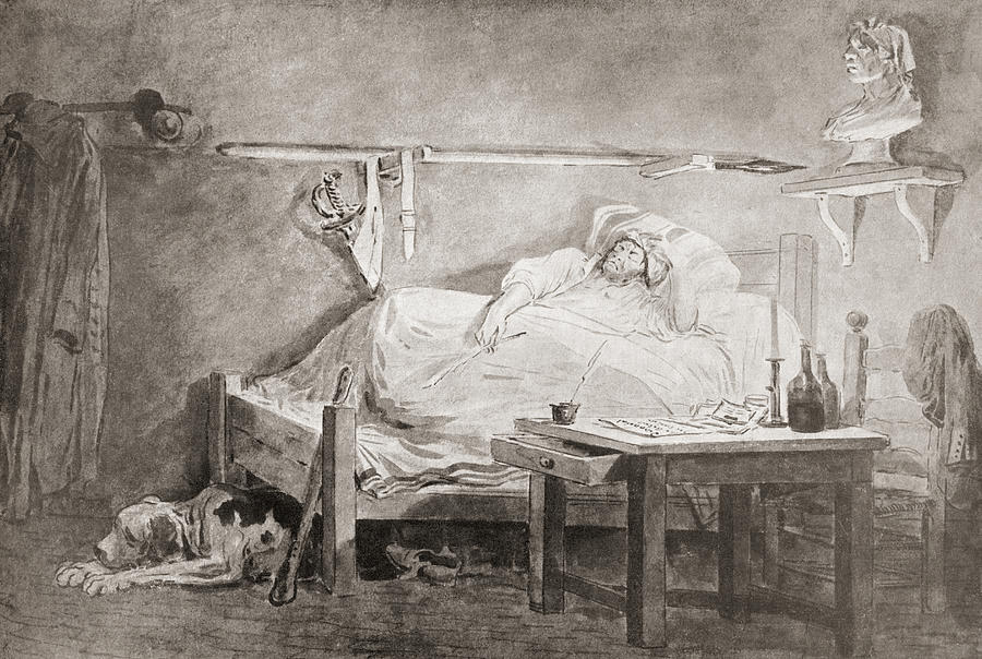 Politician Drawing - The Sleep Of Marat, After The Painting by Vintage Design Pics