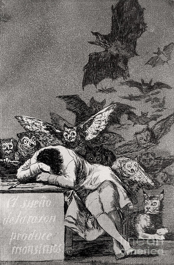 Owl Drawing - The Sleep of Reason Produces Monsters by Goya