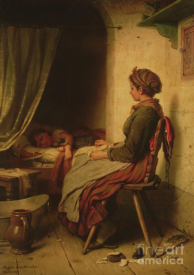 The Sleeping Child Painting by Johann Georg Meyer von Bremen