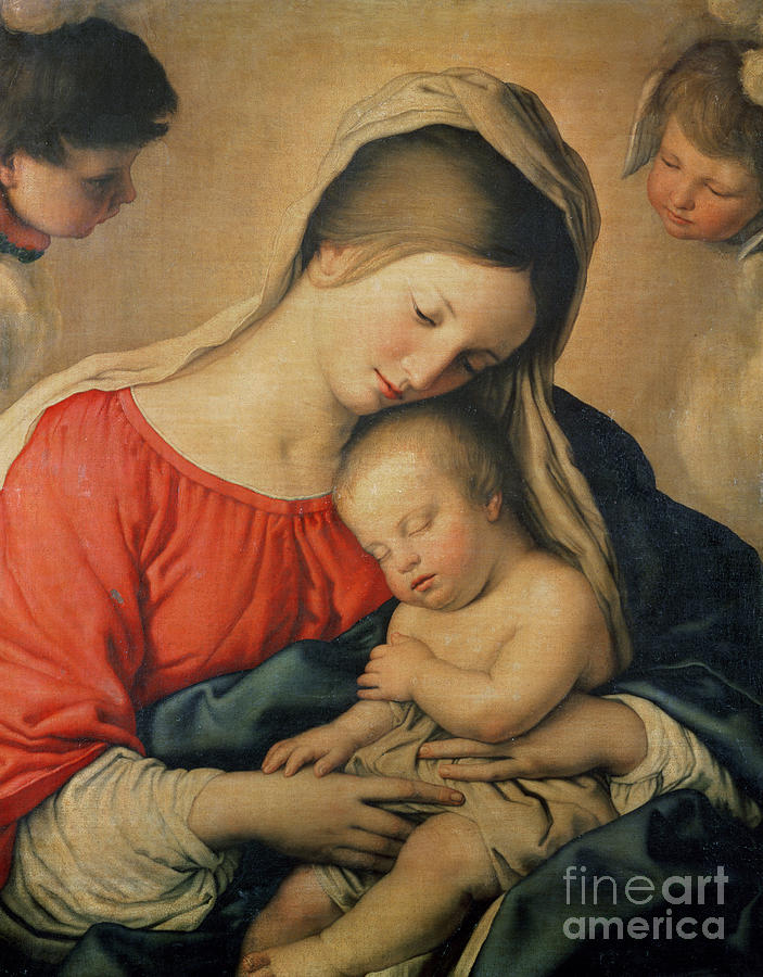 Madonna Painting - The Sleeping Christ Child by Il Sassoferrato