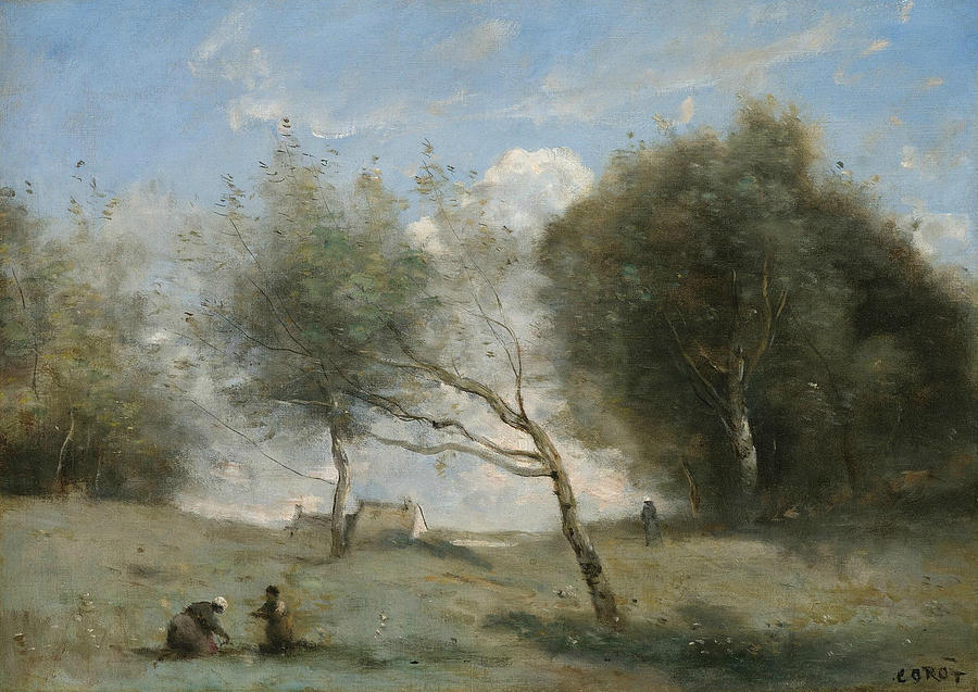 The Small Farm Meadows Painting by Jean-Baptiste-Camille Corot