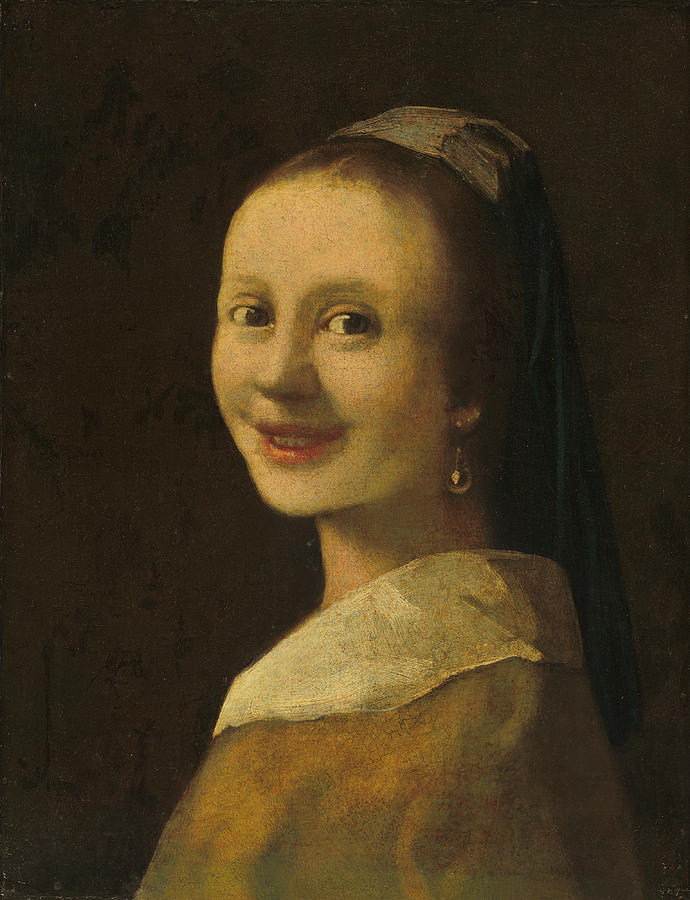 The Smiling Girl Painting by Imitator of Johannes Vermeer