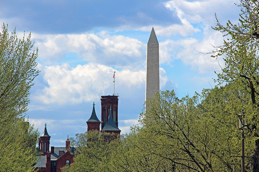 The Smithsonian Castle And Washington Monument In Green Photograph by Cora Wandel