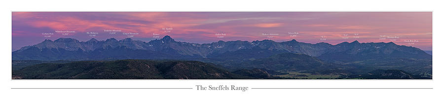 The Sneffels Range with Peak Labels Photograph by Aaron Spong