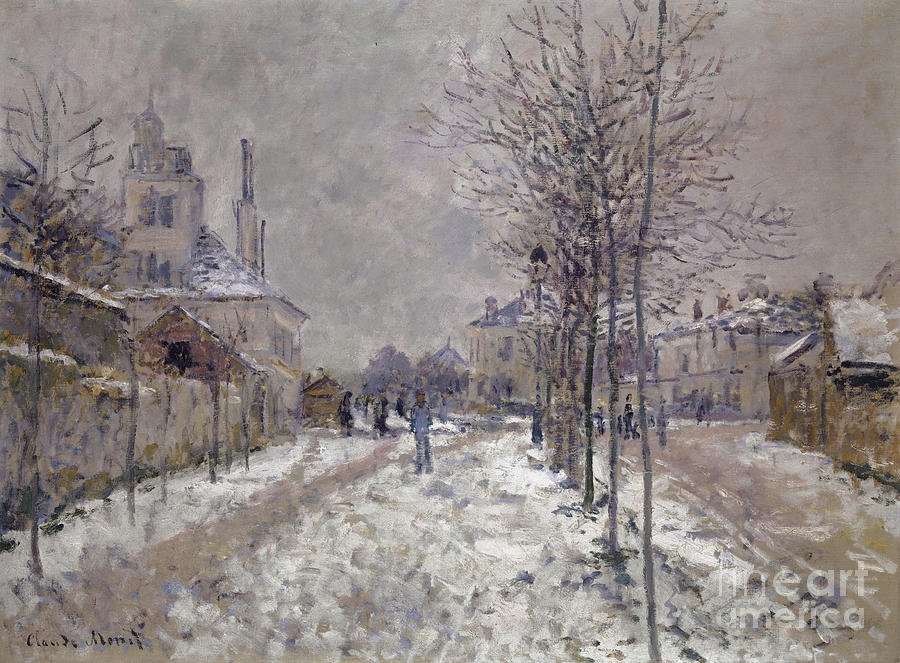 The Snow Covered Boulevard de Pontoise in Argenteuil, 1875 Painting by Claude Monet