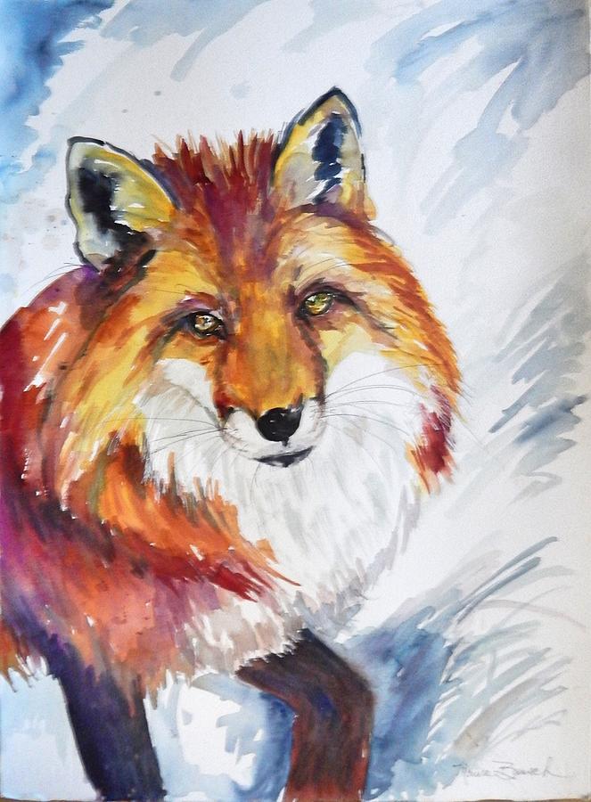 Wildlife Painting - The Snow Fox by P Maure Bausch