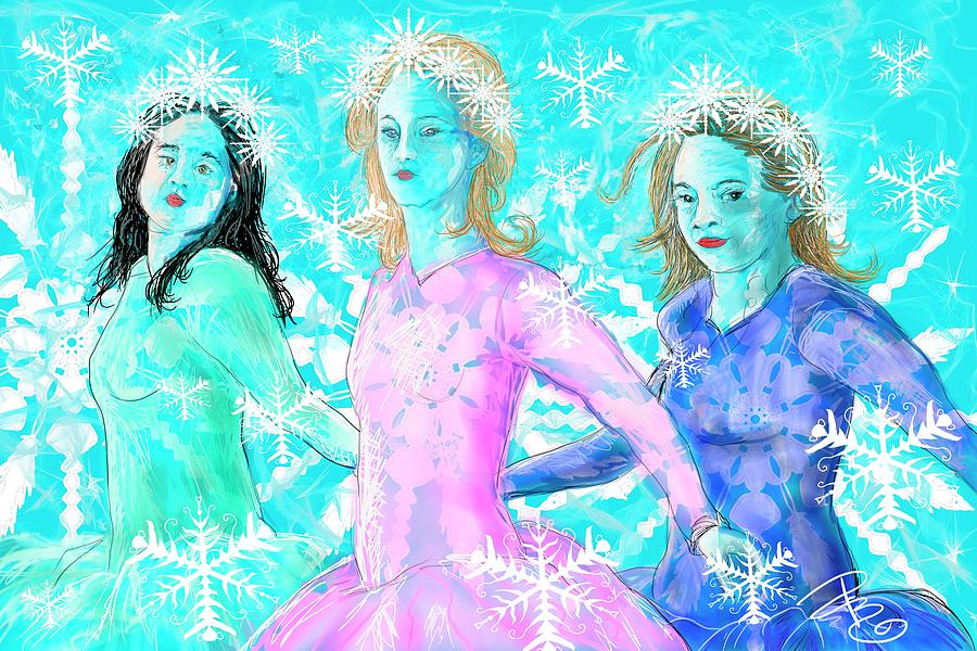The snowflake ladies Digital Art by Debra Baldwin