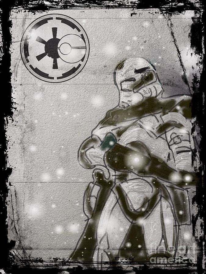 The Snowtrooper Drawing by HELGE Art Gallery