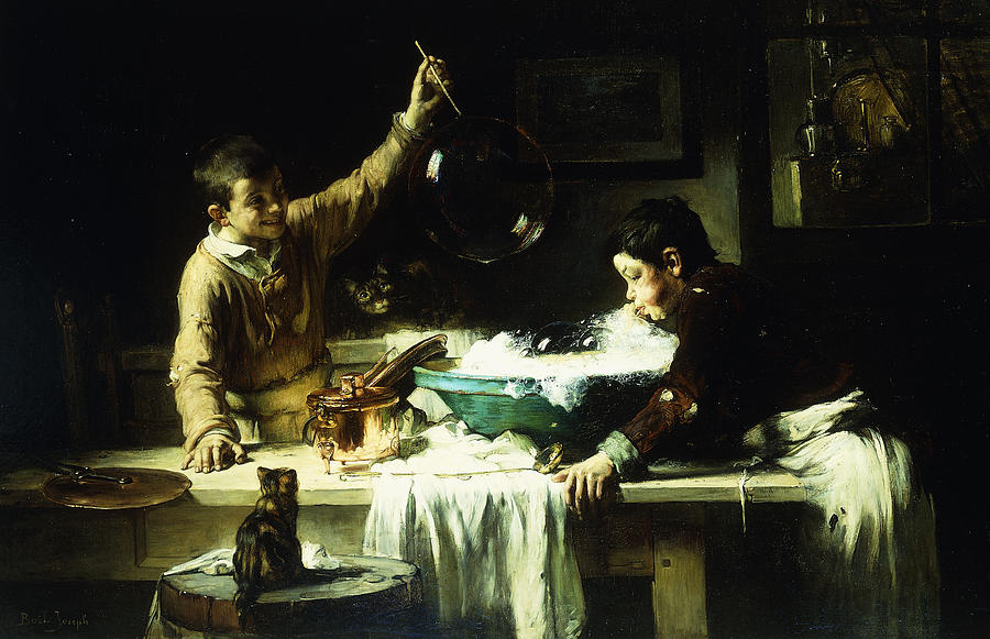 Joseph Bail Painting - The Soap Bubbles by Joseph Bail