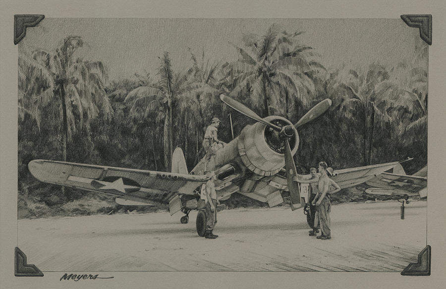 F4u Drawing - The Solomons 1943 by Wade Meyers
