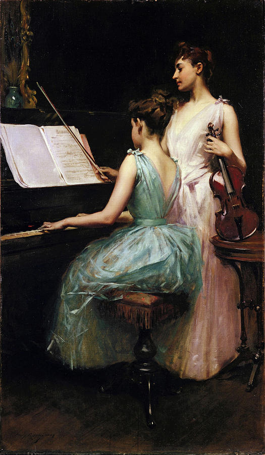The Sonata Painting by Irving Ramsay Wiles
