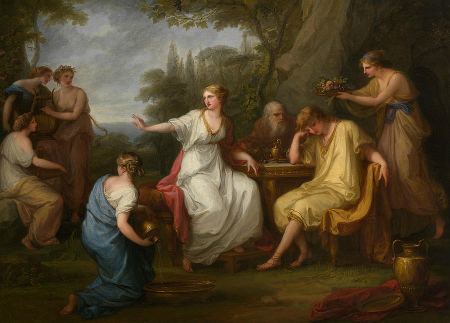 The Sorrow of Telemachus Painting by Angelica Kauffman
