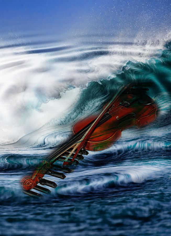 Music Digital Art - The sound of the waves by Angel Jesus De la Fuente