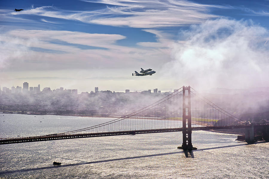 The Space Shuttle Endeavour over Golden Gate Bridge 2012 Photograph by David Yu