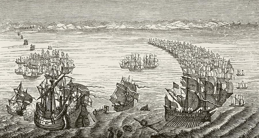 The Spanish Armada After A 17th Century Drawing by Vintage Design