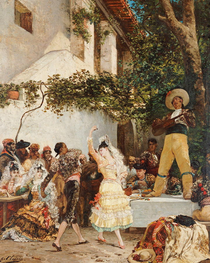 Music Painting - The Spanish Dancers by Georges Jules Victor Clairin