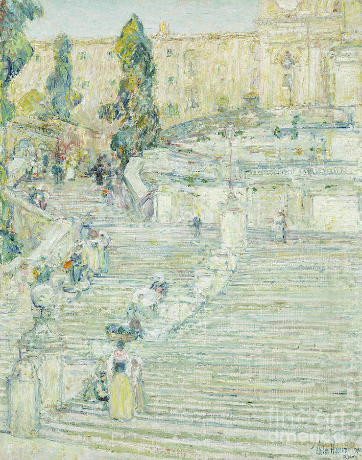 The Spanish Stairs, Rome, 1897 Painting by Childe Hassam