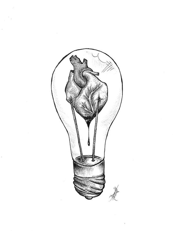Light Bulb Drawing - The Spark by Aurora Bartells