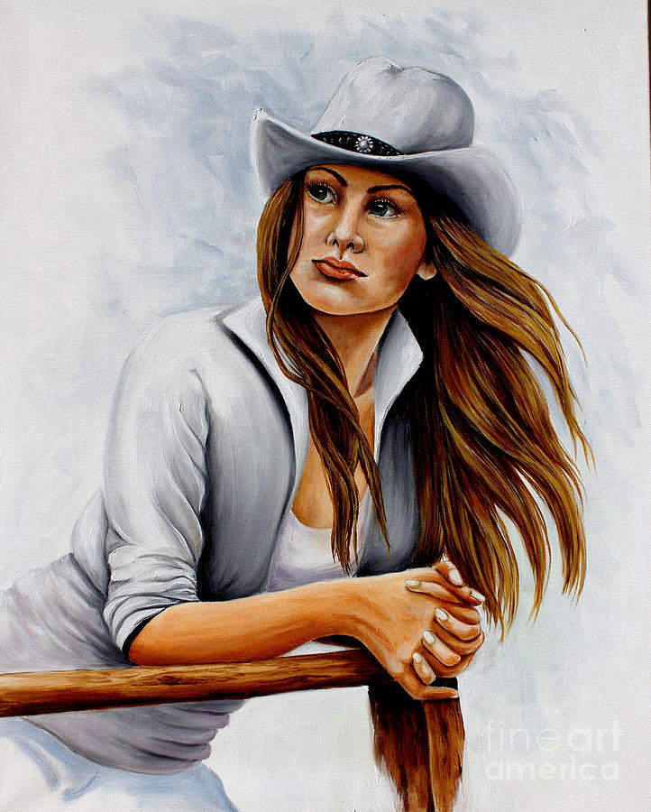The Spectator cowgirl Painting by Pechez Sepehri