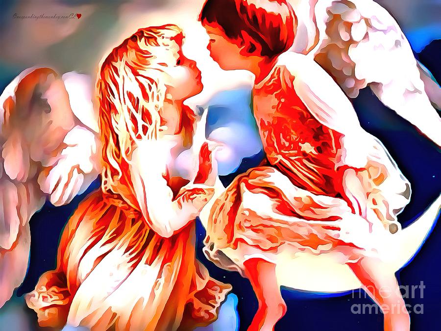 Angels Painting - The Spirit Of A First Kiss by Catherine Lott