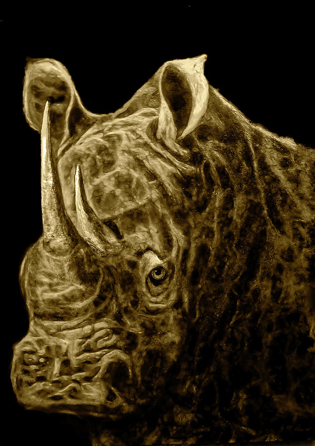 The Spirit of the White Rhino-Sepia Painting by Michael Durst - Fine Art  America