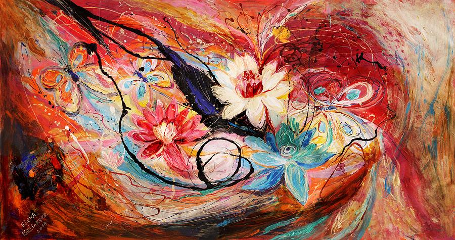 The Splash Of Life 18. Lotuses Painting by Elena Kotliarker