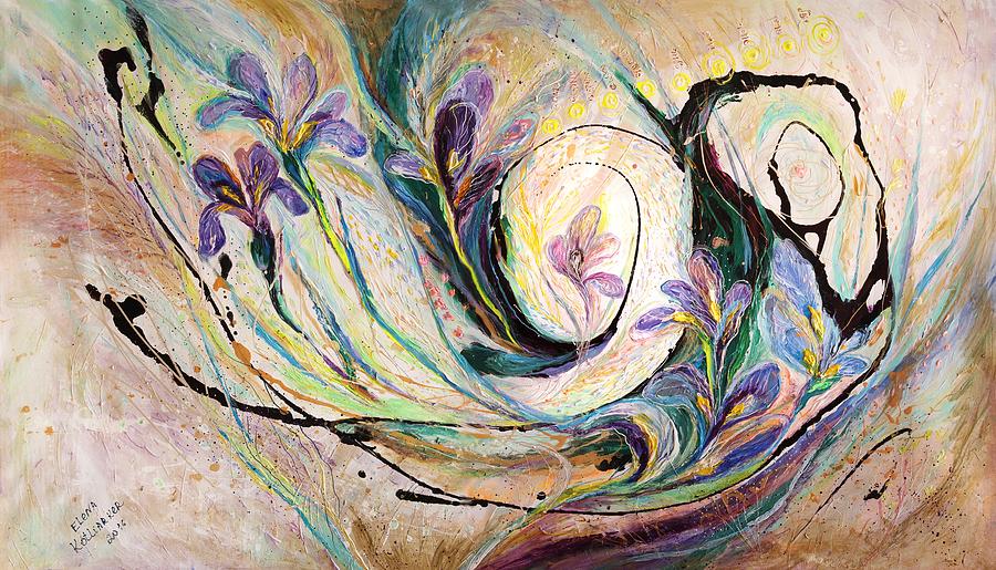 The Splash Of Life 19. Irises Painting by Elena Kotliarker