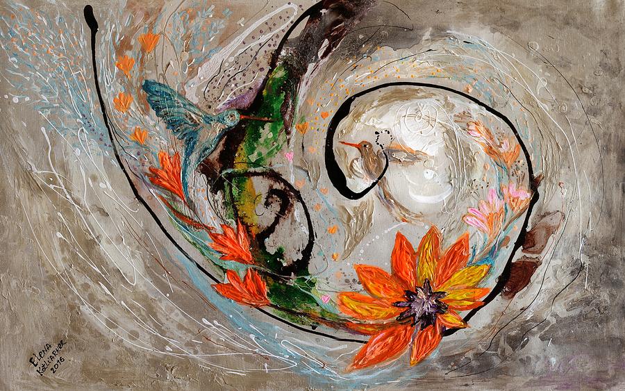 Oriental Style Painting - The Splash Of Life 25 by Elena Kotliarker