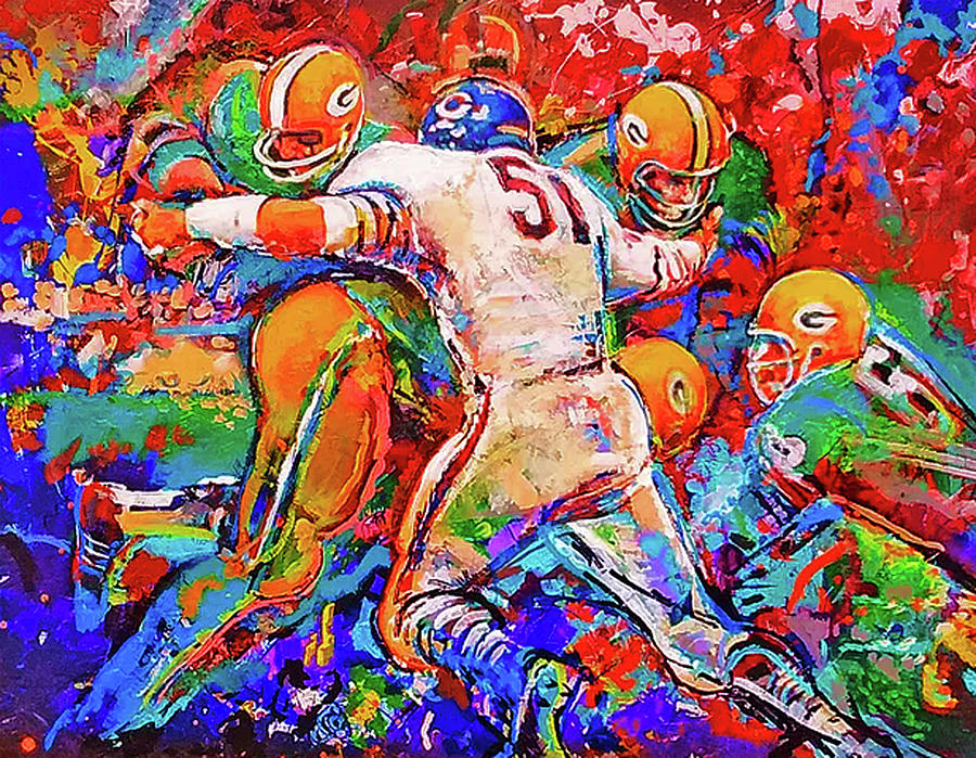 Dick Butkus v. Green Bay Packers Painting by Rob Wood - The Sports Artist. 