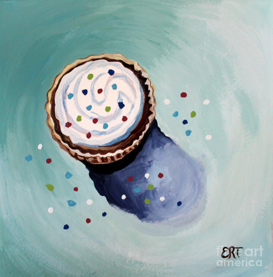 The Sprinkled Cupcake Painting by Elizabeth Robinette Tyndall