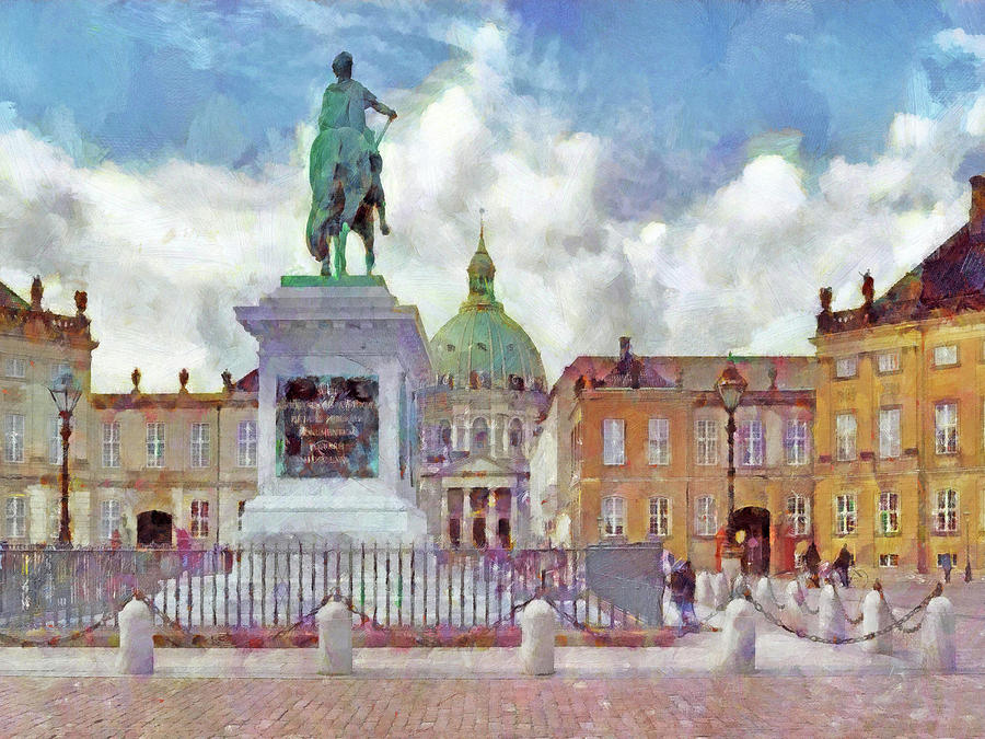 The square at Copenhagens Amalienborg Palace Digital Art by Digital Photographic Arts
