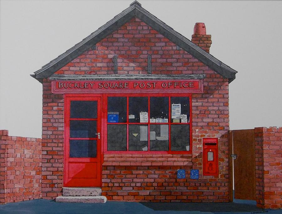 Shops Painting - The Square Post Office in Buckley by Alwyn Dempster Jones