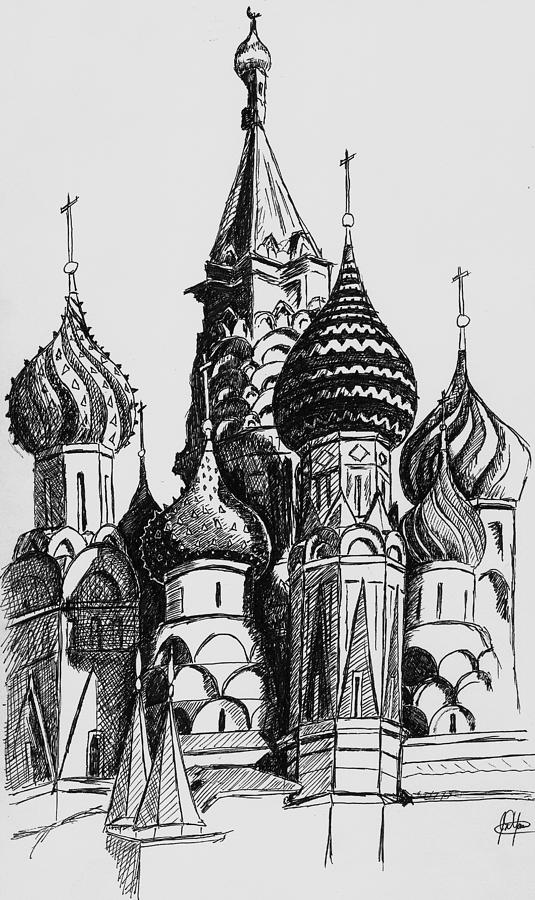 The St Basils Cathedral Drawing by Jason Yaw Fine Art America
