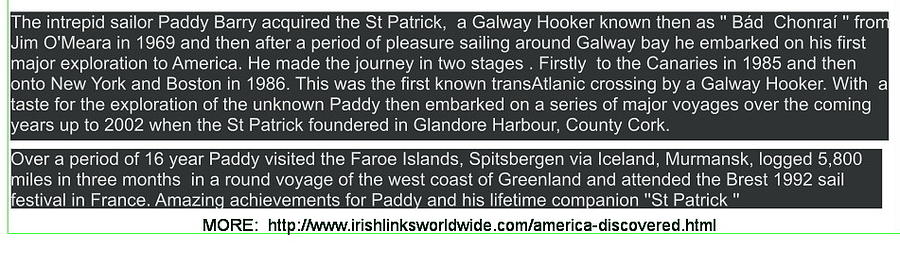 The St Patrick galway hooker description Painting by Val Byrne