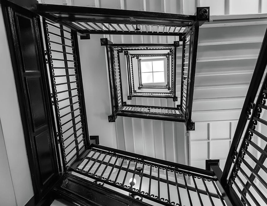 The Staircase of Virginia Capitol BW Photograph by Jonathan Nguyen
