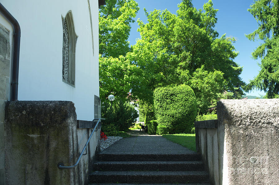 the stairs behind the Gottstatt Monastery church Photograph by Michelle Meenawong