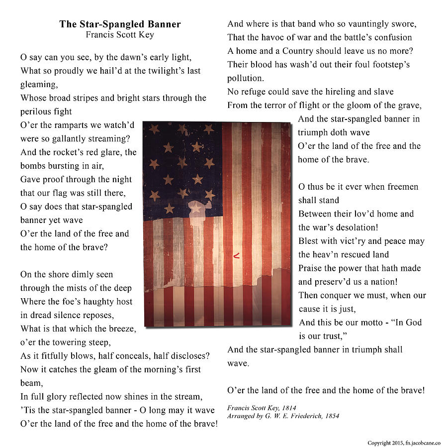 Star Splangled Banner Music Lyrics and Flag Tote Bag by Anne