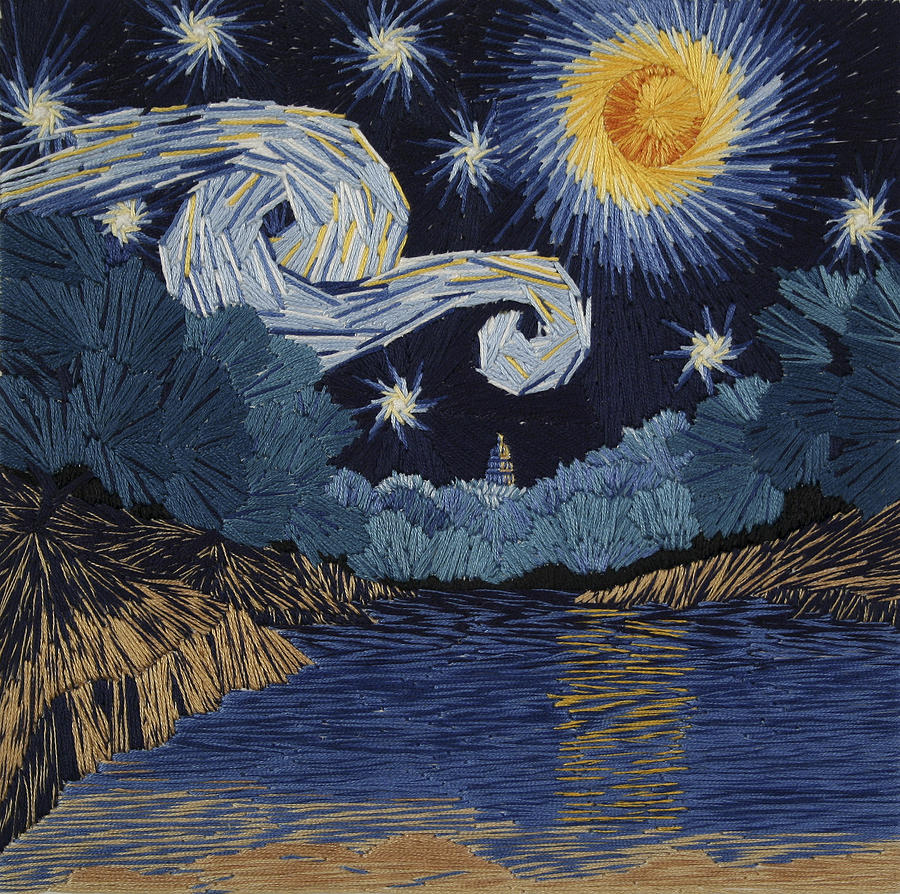 Vincent Van Gogh Tapestry - Textile - The Starry Night at Barton Springs by Barbara Lugge