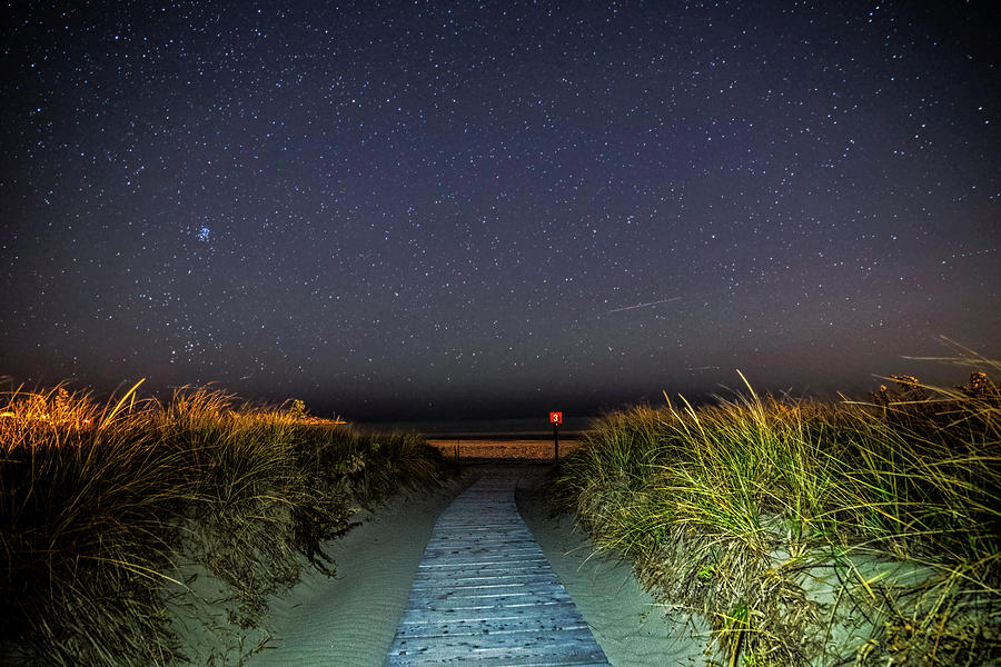 The Starry Path to Good Harbor Beach in Gloucester, MA Lit Path Photograph by Toby McGuire