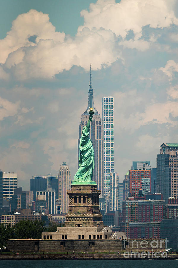 Statue of Liberty and Empire State Building Photograph by Zawhaus Photography