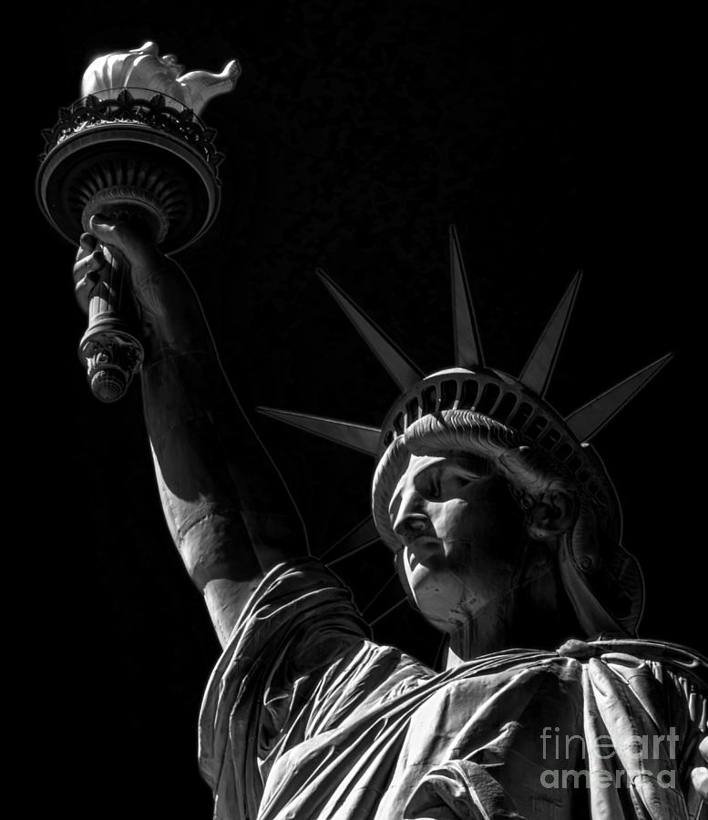 Statue Of Liberty Photograph - The Statue of Liberty - BW by James Aiken