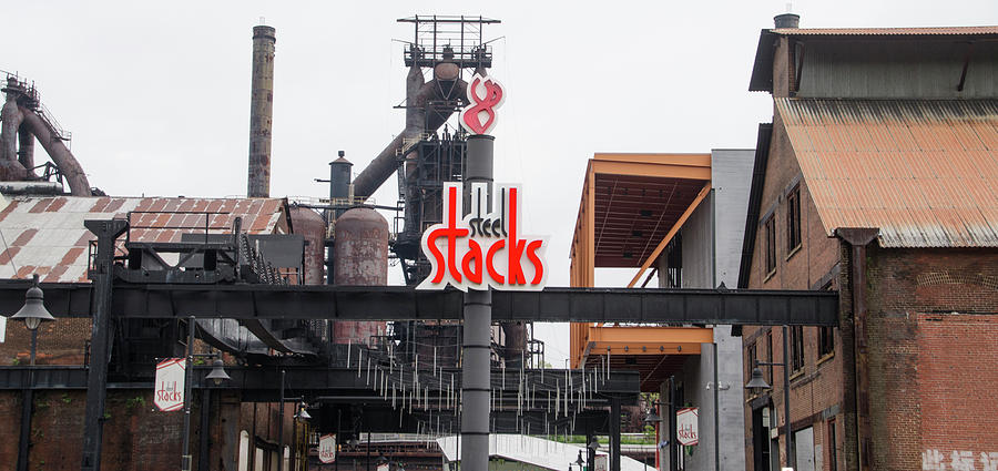 The Steel Stacks Sign - Bethelehem Pennsylvania Photograph by Bill Cannon