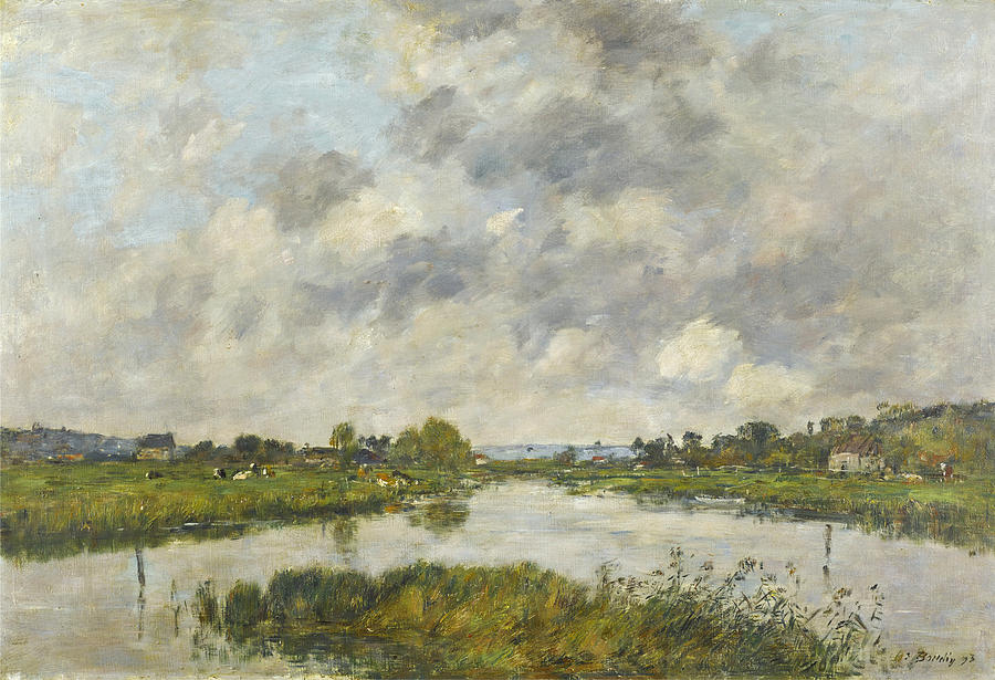 The Still River at Deauville Painting by Eugene Boudin