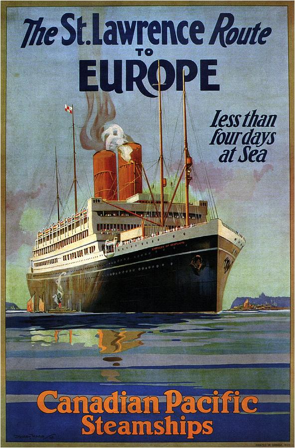 The St.lawrence Route To Europe - Canadian Pacific Steamships - Retro Travel Poster - Vintage Poster Mixed Media