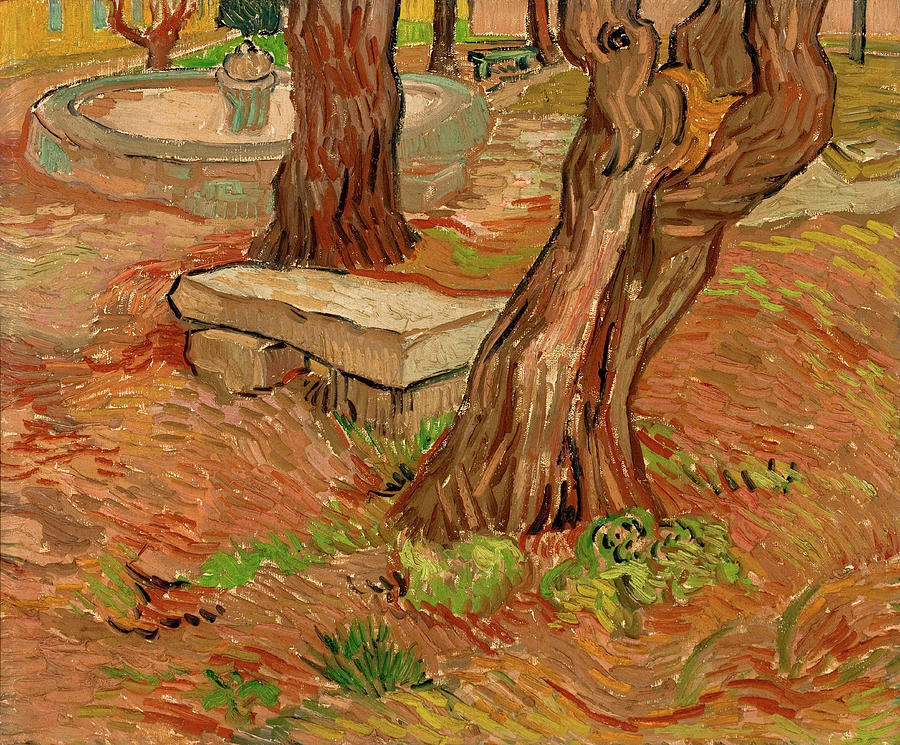 The Stone Bench In The Asylum At Saint Remy Painting By Vincent Van Gogh Pixels