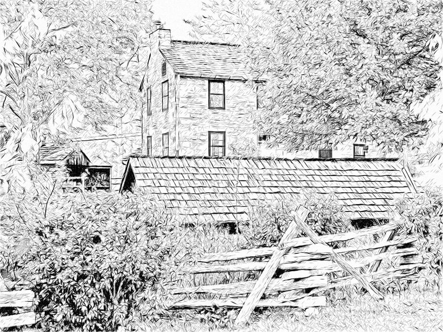 The Stone House at the Oliver Miller Homestead Digital Art by Digital Photographic Arts
