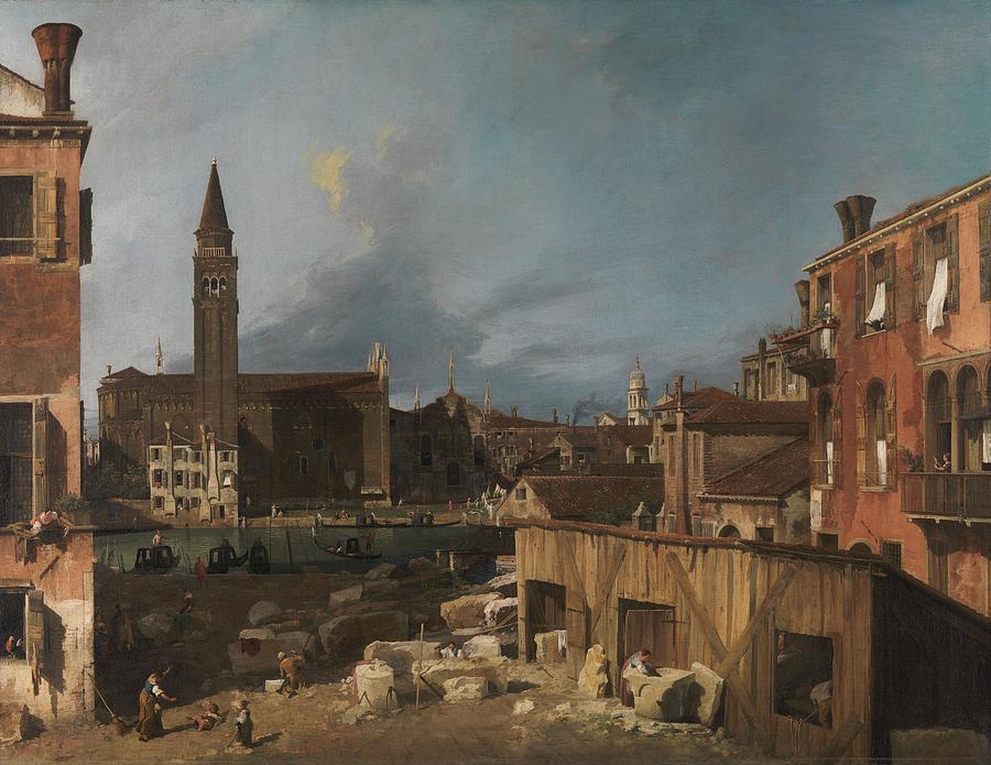 The Stonemasons Yard, by Canaletto Painting by Celestial Images